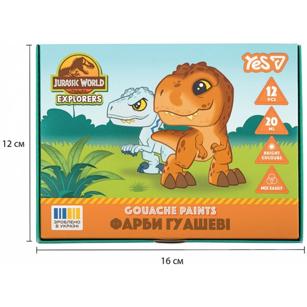 Фото - Краски YES Jurassic World.Kids 12 цв. 20 мл (230443)